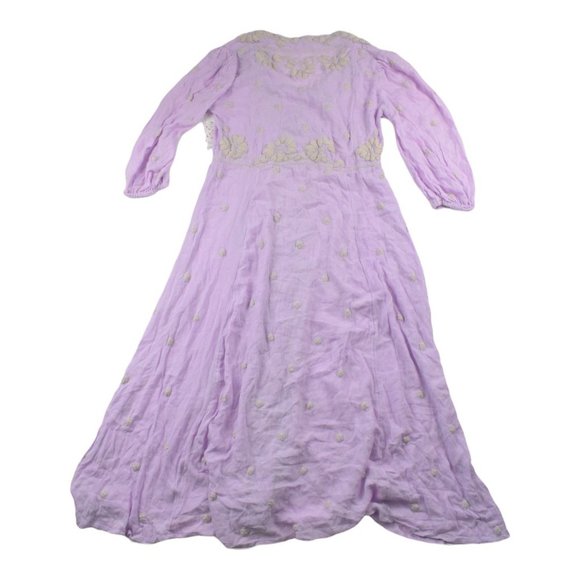 Free People Embroidered V-Neck Lilac Maxi Dress X-Small - Picture 3 of 7